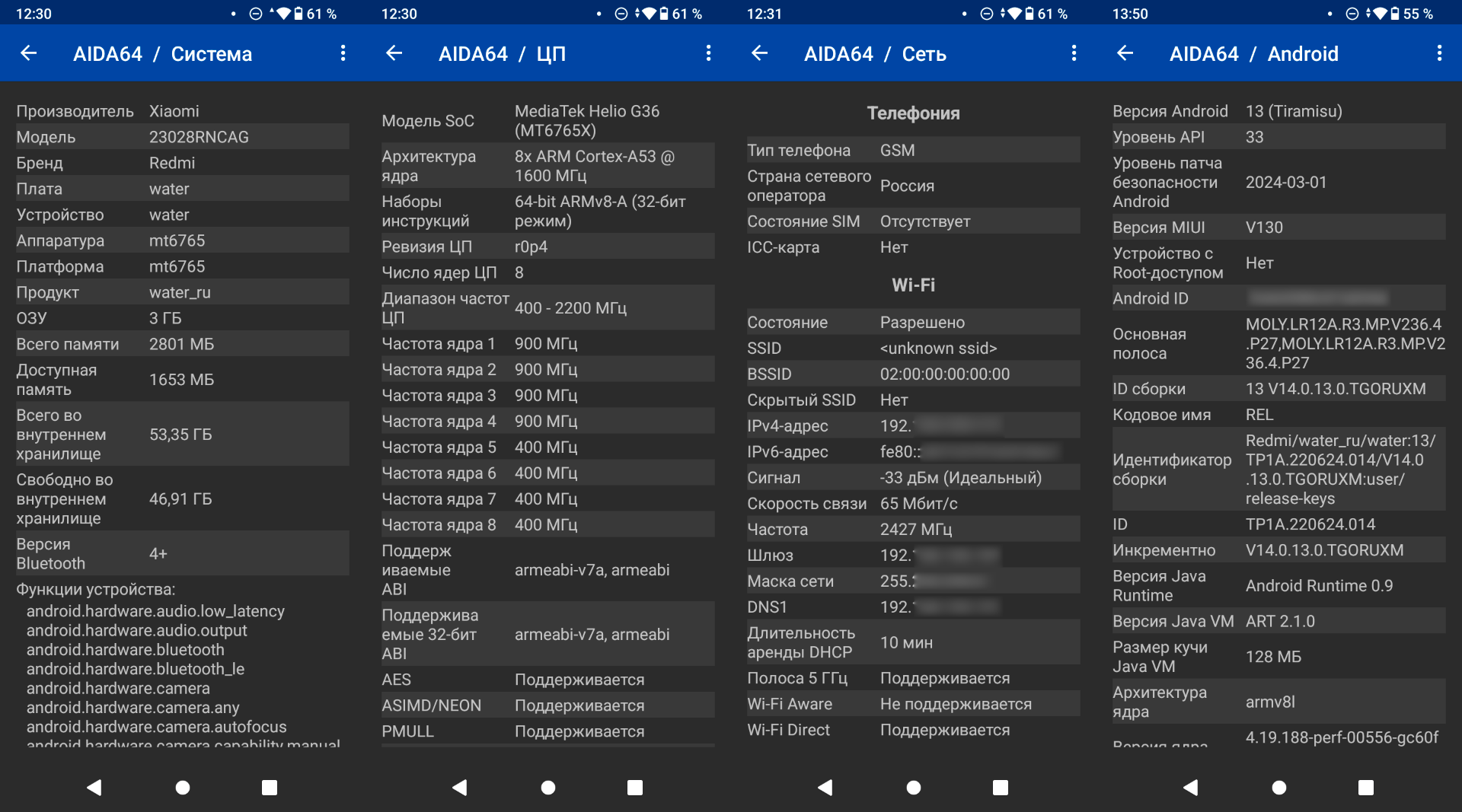 Тест Redmi A2 AIDA64