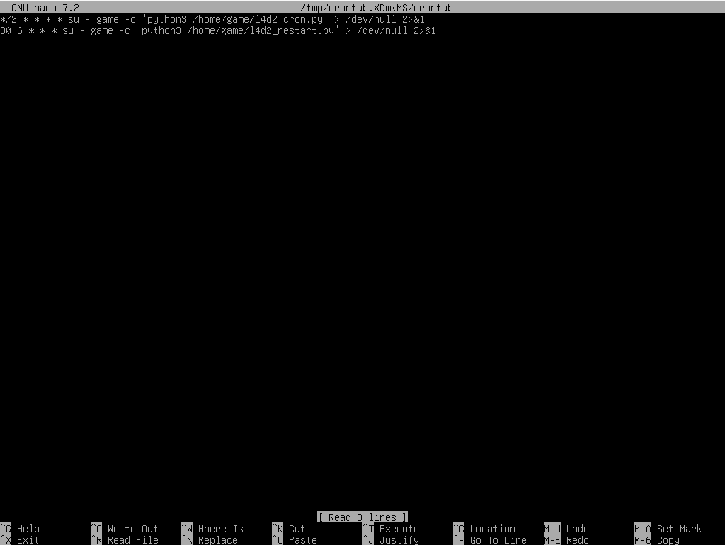 crontab -e