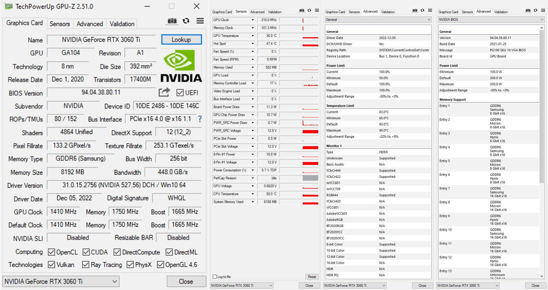 SHELI 51RISC RTX3060Ti 8G GPU-Z характеристики видеокарты GA 104 samsung GDDR6 PG190 SKU 10 VGA BIOS